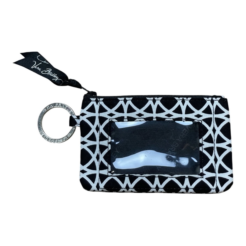 Vera Bradley | Black & White Patterned Zip ID Case Night and Day Geo Card Holder
